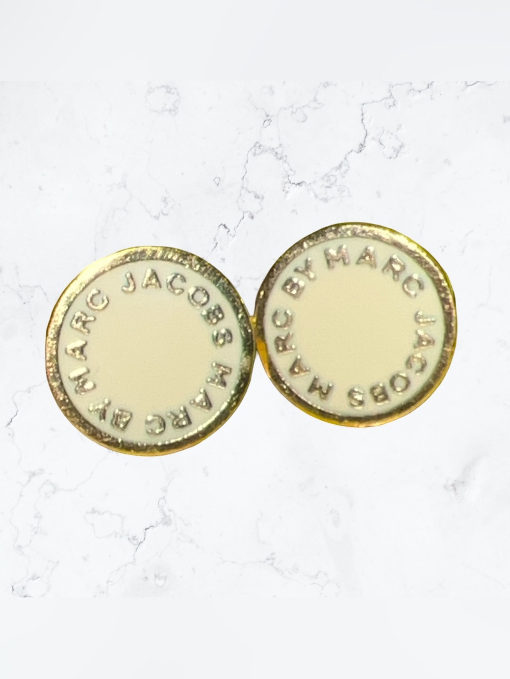 Marc Jacobs Enamel Medallion Logo Stud Earrings
